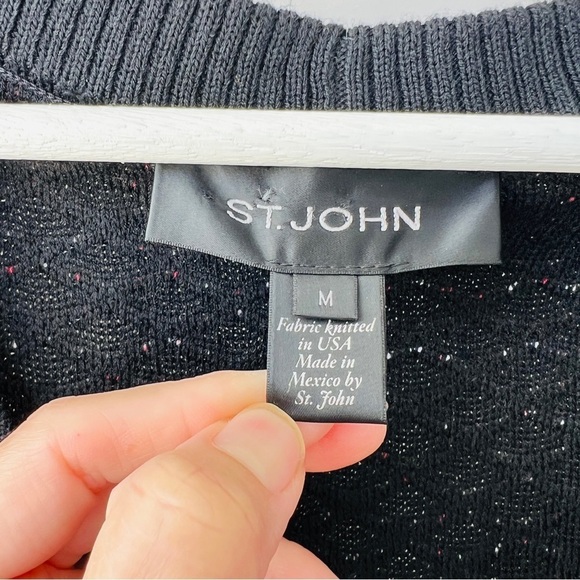 St. John textured Knit jacket, black/red, Size M E26 - Picture 5 of 11